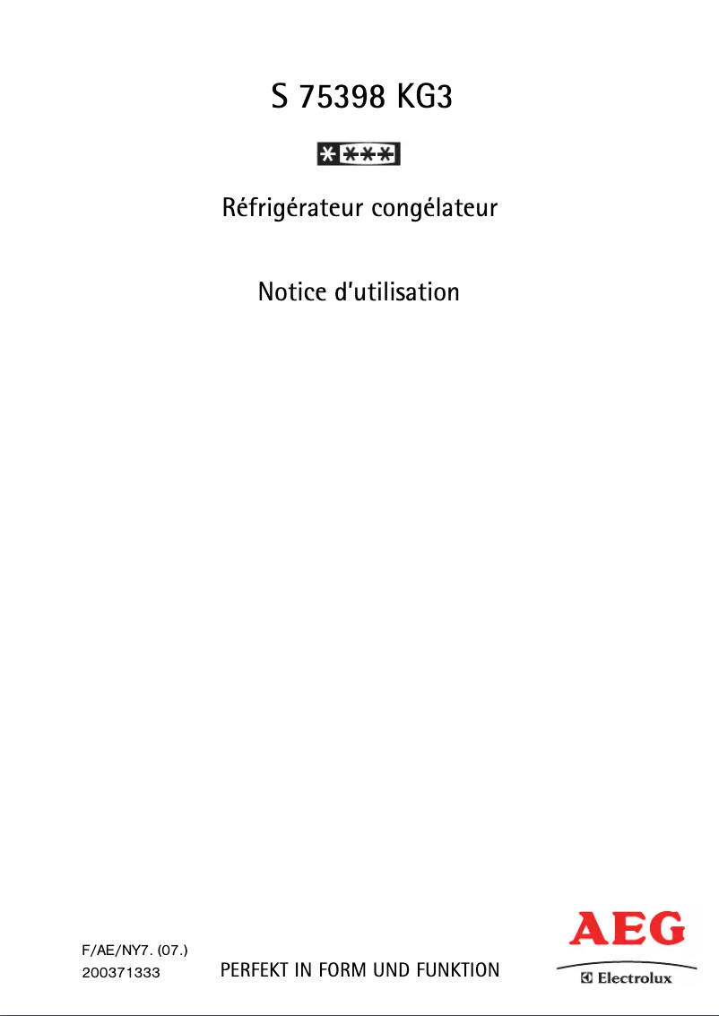 Image de la première page du manuel de l'appareil S 75398 KG3