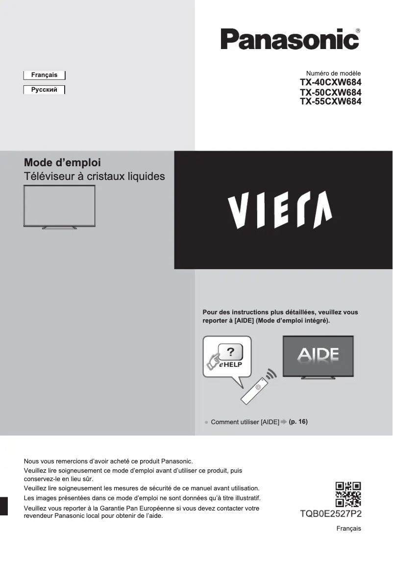 Imagen de la primera página del manual del dispositivo TX-50CXW684