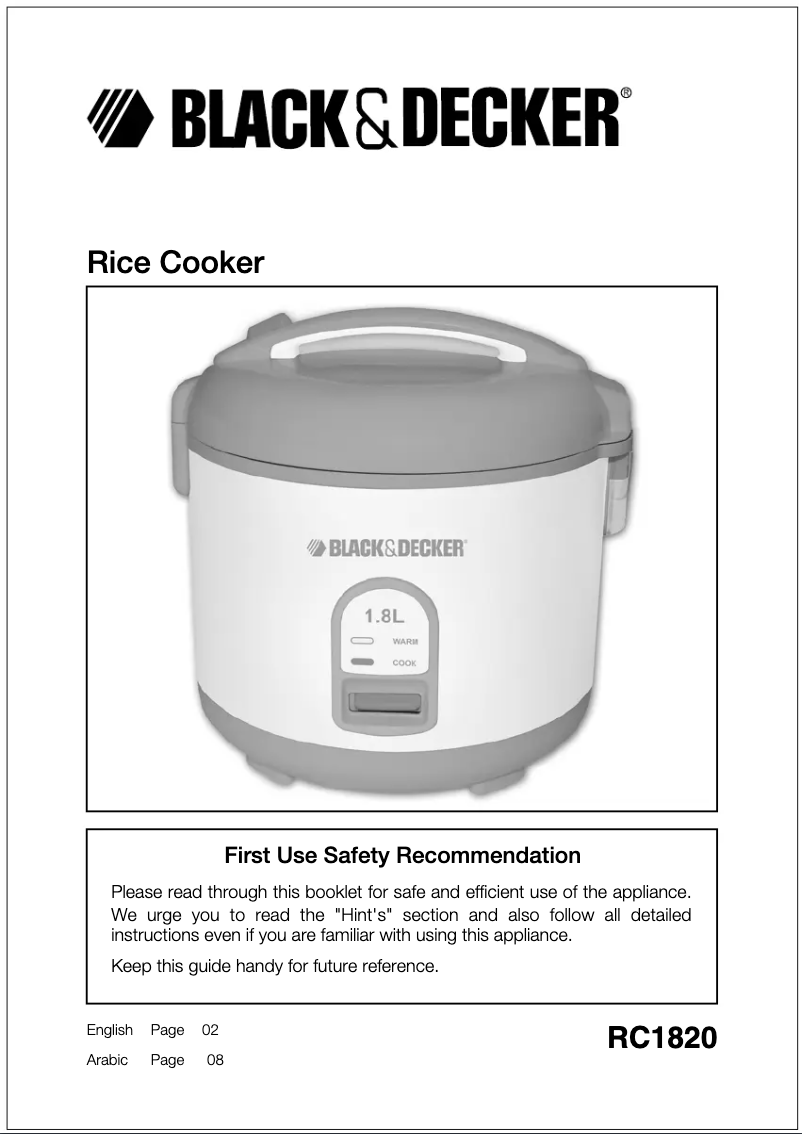 Page n°1 - Manuel utilisateur Black & Decker RC1820