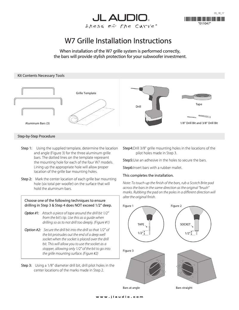 Page n°1 - Guide d'installation JL Audio SGR-10W7-ROD-RP
