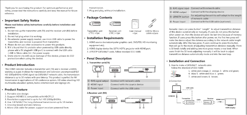 Page n°1 - Manuel utilisateur Vivolink VLHDMIEXTDGL50