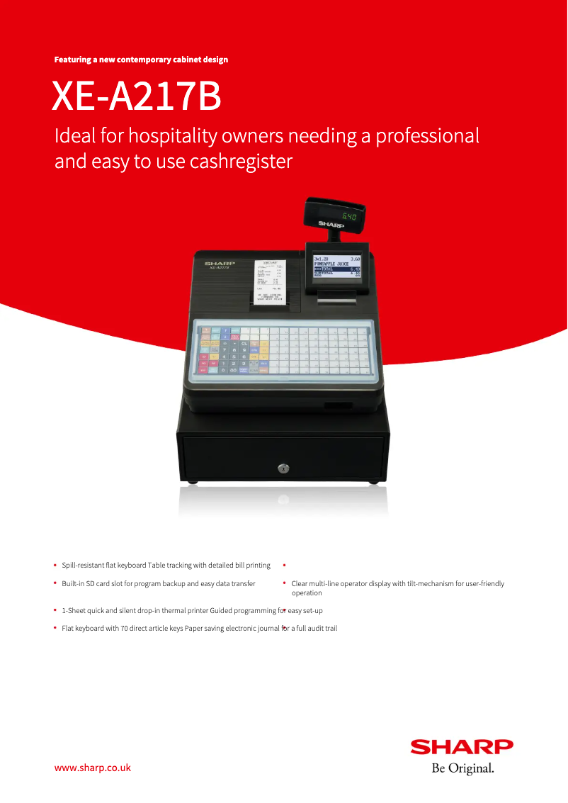 Page 1 de la notice Fiche technique Sharp XE-A217B