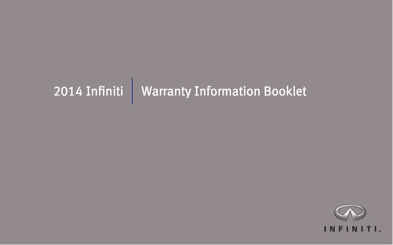 Page n°1 - Informations de garantie Infiniti QX60 (2014)