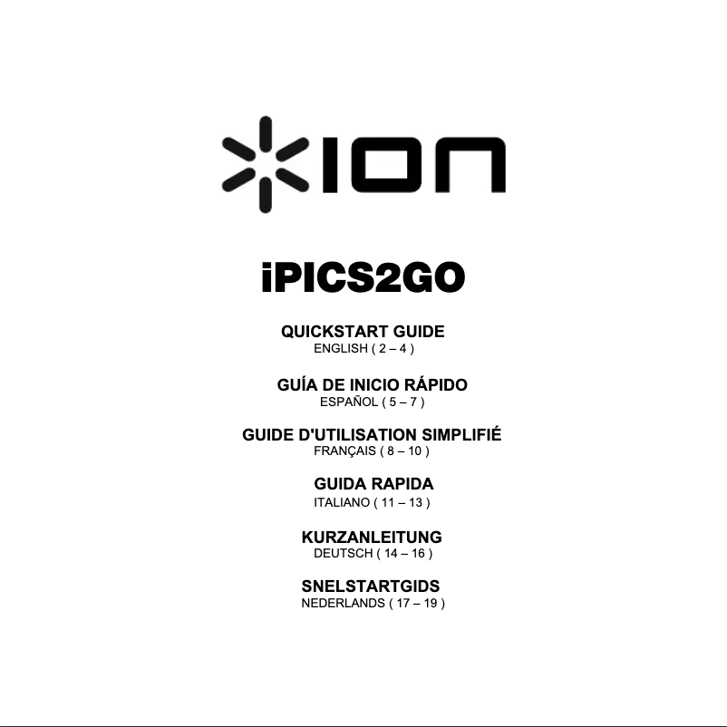 Page 1 de la notice Manuel utilisateur ION iPics2Go