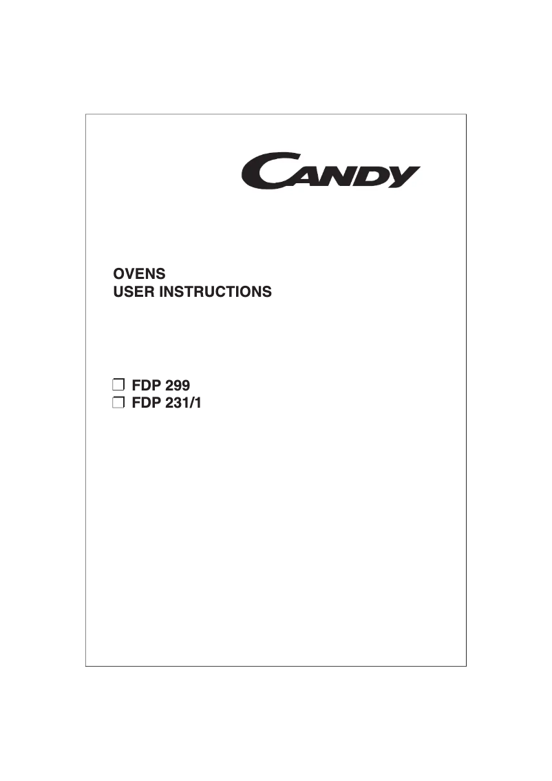 Page 1 de la notice Manuel utilisateur Candy FO FDP 299 X