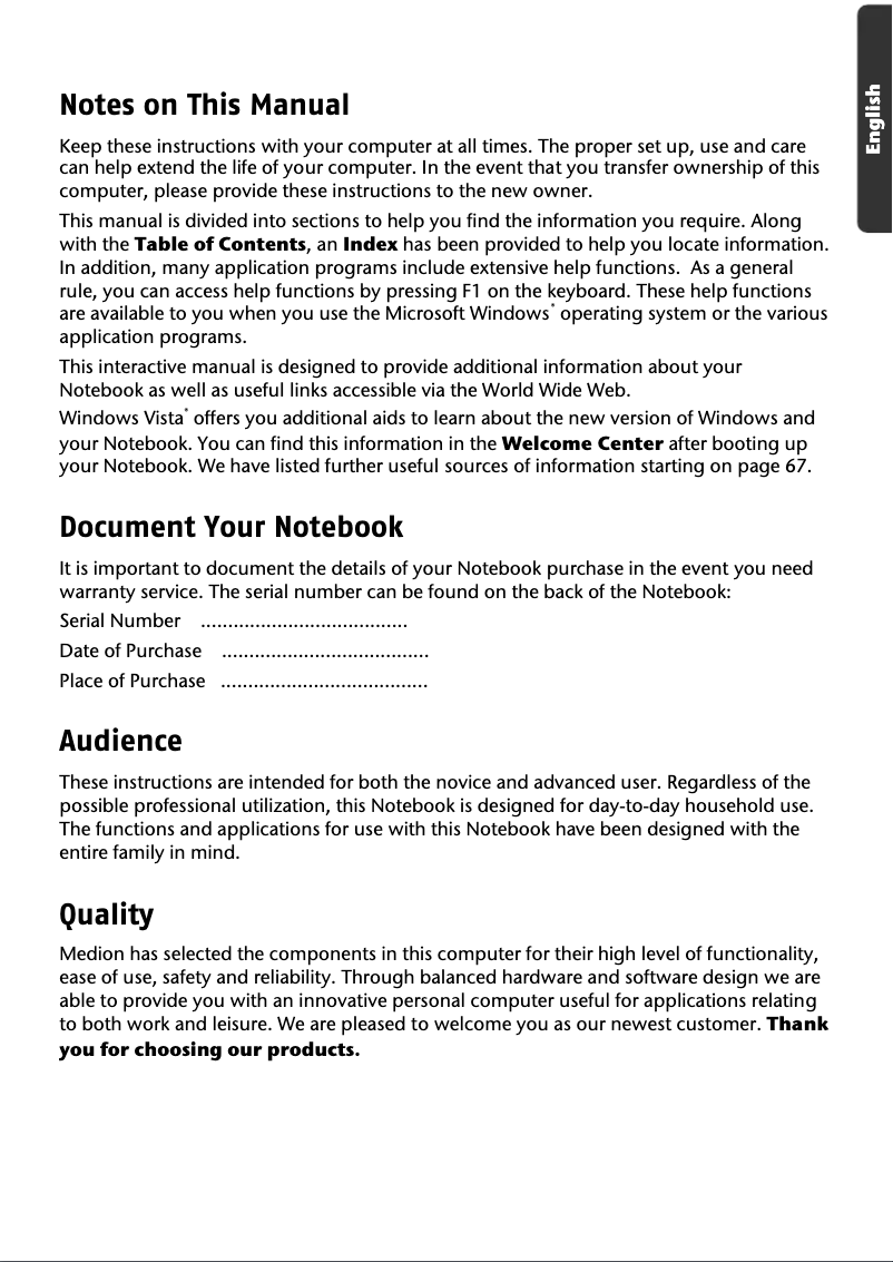 Page n°1 - Manuel utilisateur Medion Akoya Extreme X7810 MD 96687