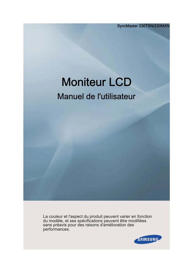 Page n°1 - Manuel utilisateur Samsung 230TSN