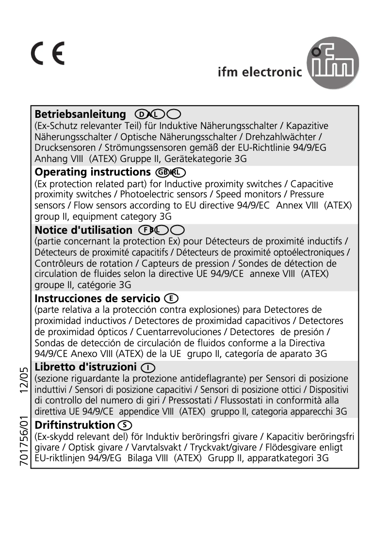 Page n°1 - Manuel utilisateur IFM IFT23A