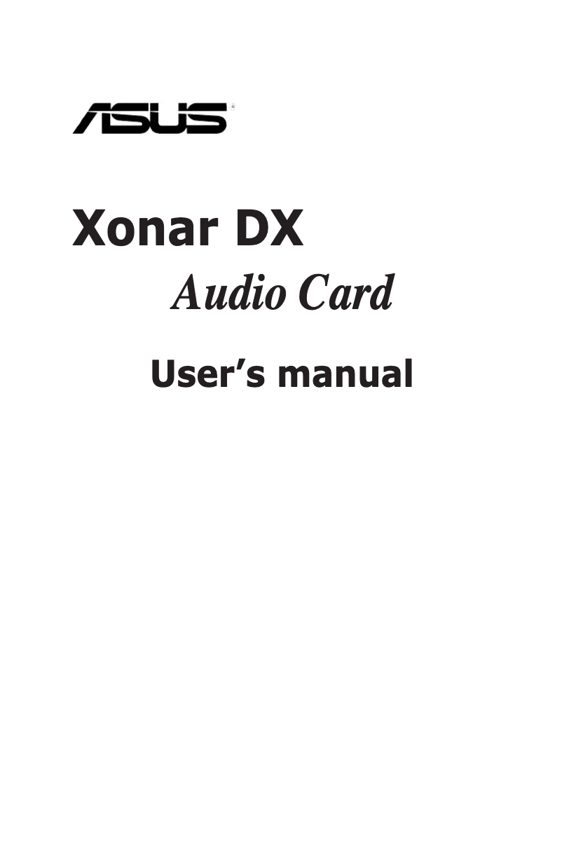 Page 1 de la notice Manuel utilisateur Asus Xonar DX