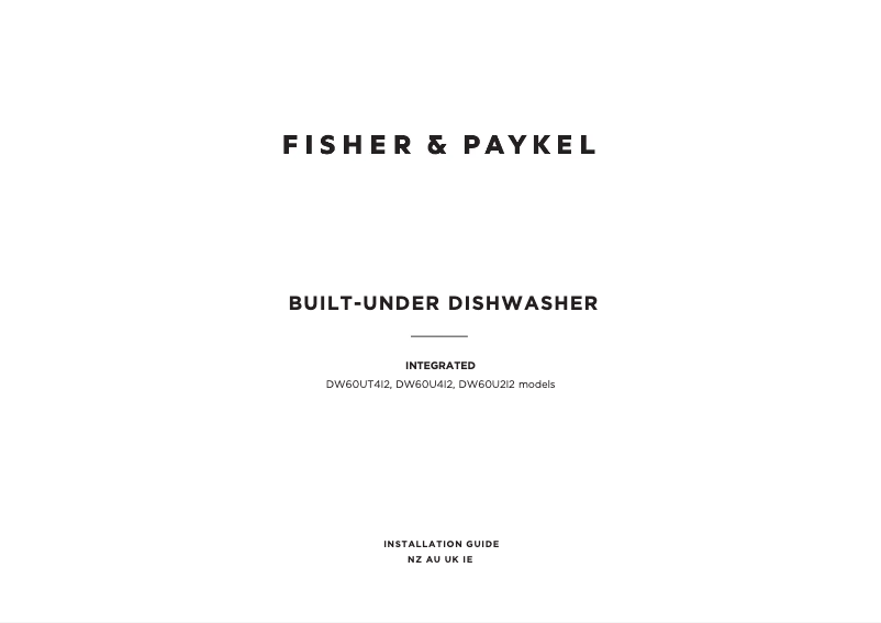 Page 1 de la notice Guide d'installation Fisher & Paykel DW60UT4HI2