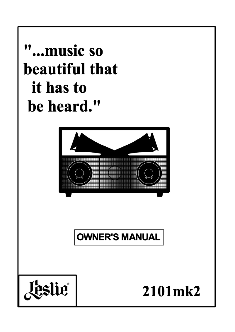 Page 1 de la notice Manuel utilisateur Hammond Leslie 2101 MkII