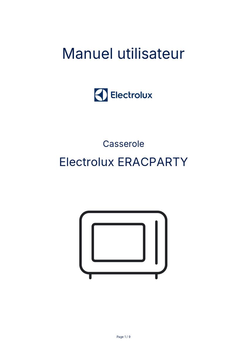 Page n°1 - Manuel utilisateur Electrolux ERACPARTY