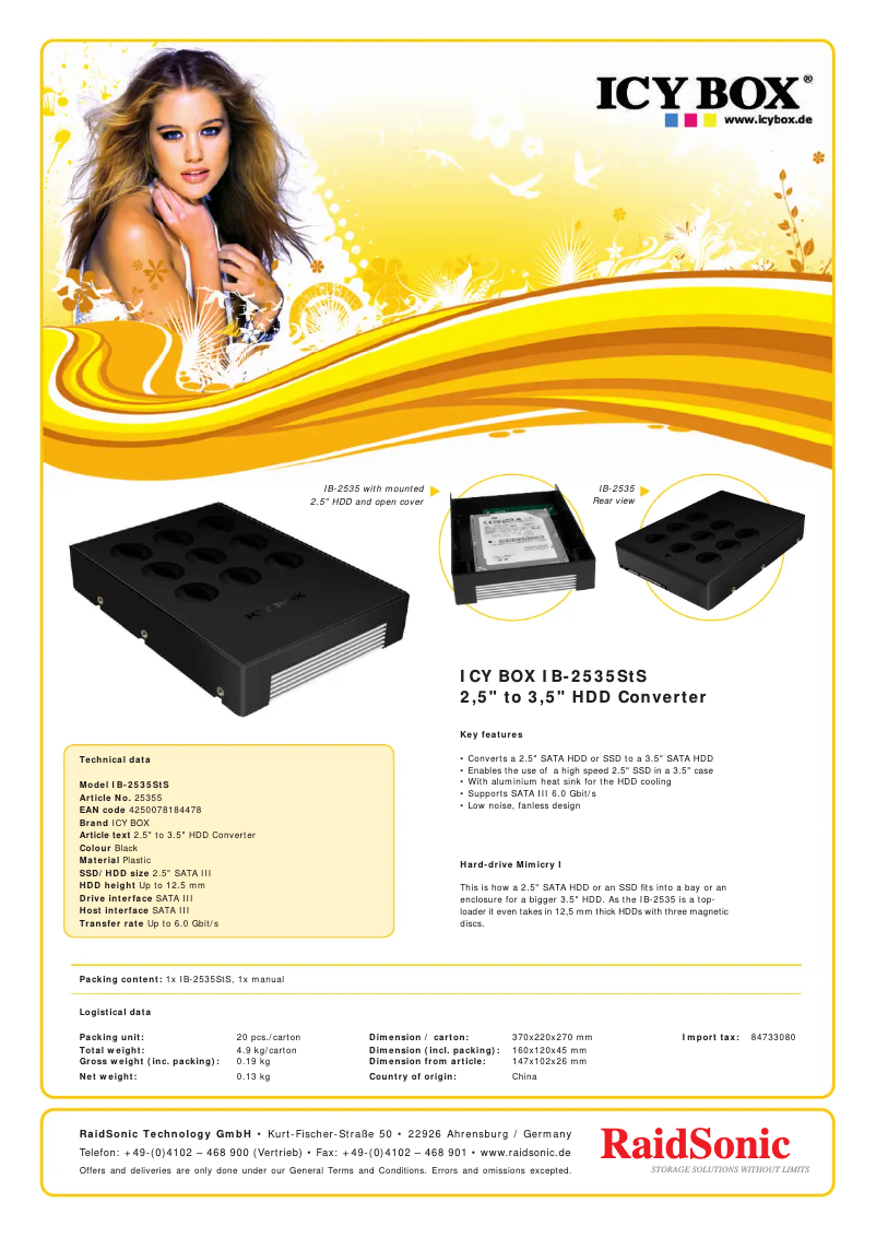 Page n°1 - Fiche technique Icy Box IB-2535StS