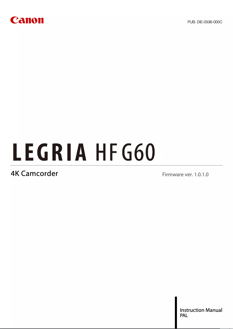 Page 1 de la notice Manuel utilisateur Canon Legria HF G60