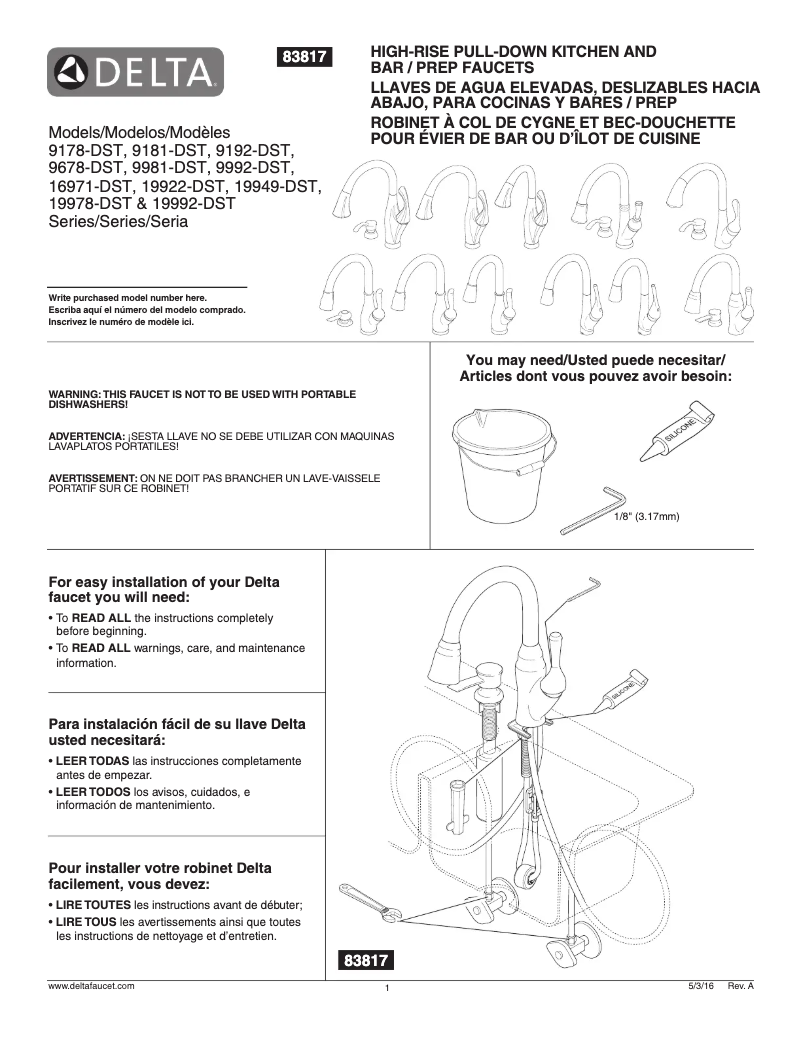Page 1 de la notice Manuel utilisateur Delta 9178-DST
