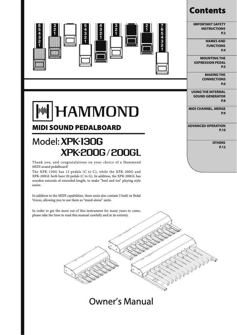 Page 1 de la notice Manuel utilisateur Hammond XPK-130G