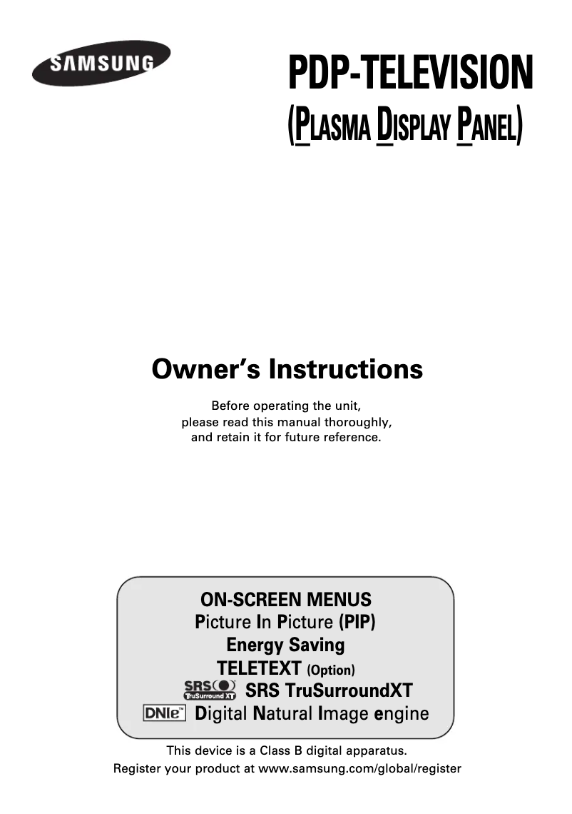 Page n°1 - Manuel utilisateur Samsung PS42E71SR