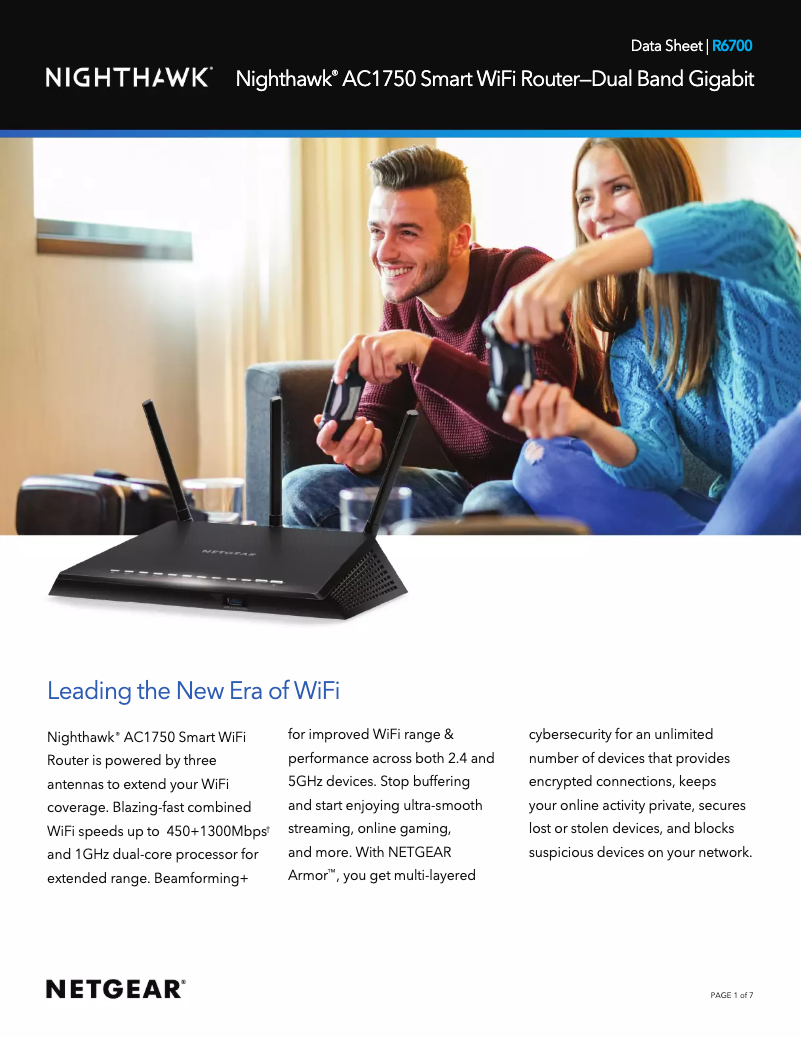 Page 1 de la notice Fiche technique Netgear Nighthawk R6700v3
