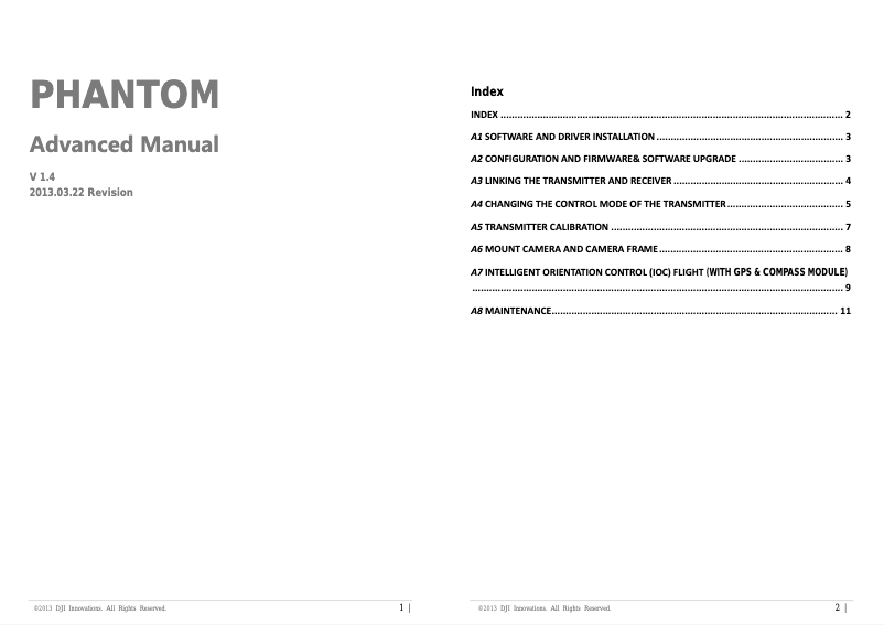 Page 1 de la notice Mode d'emploi DJI Phantom 1
