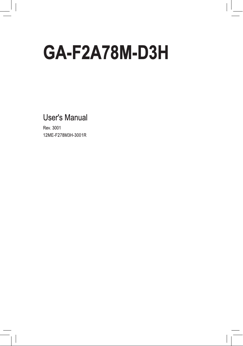 Image de la première page du manuel de l'appareil GA-F2A78M-D3H