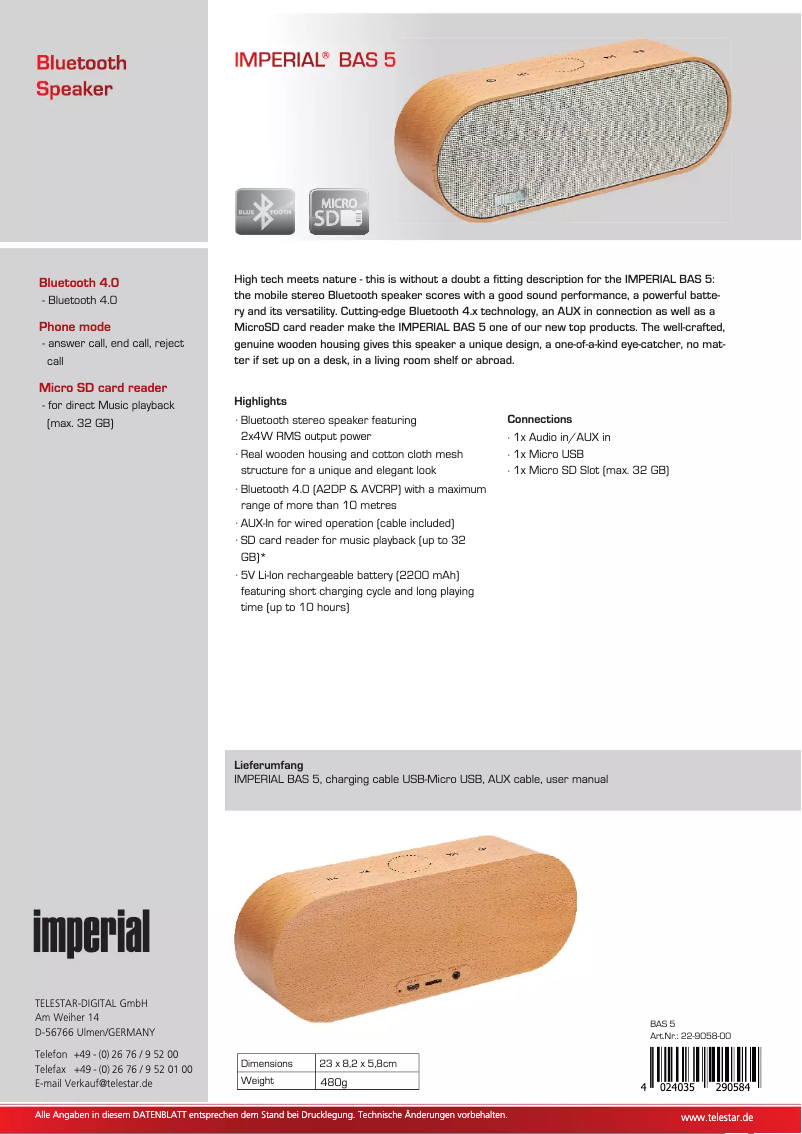 Image de la première page du manuel de l'appareil BAS 5