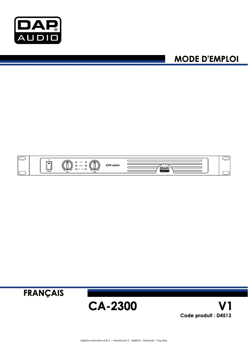 Page n°1 - Manuel utilisateur DAP-Audio CA-2300
