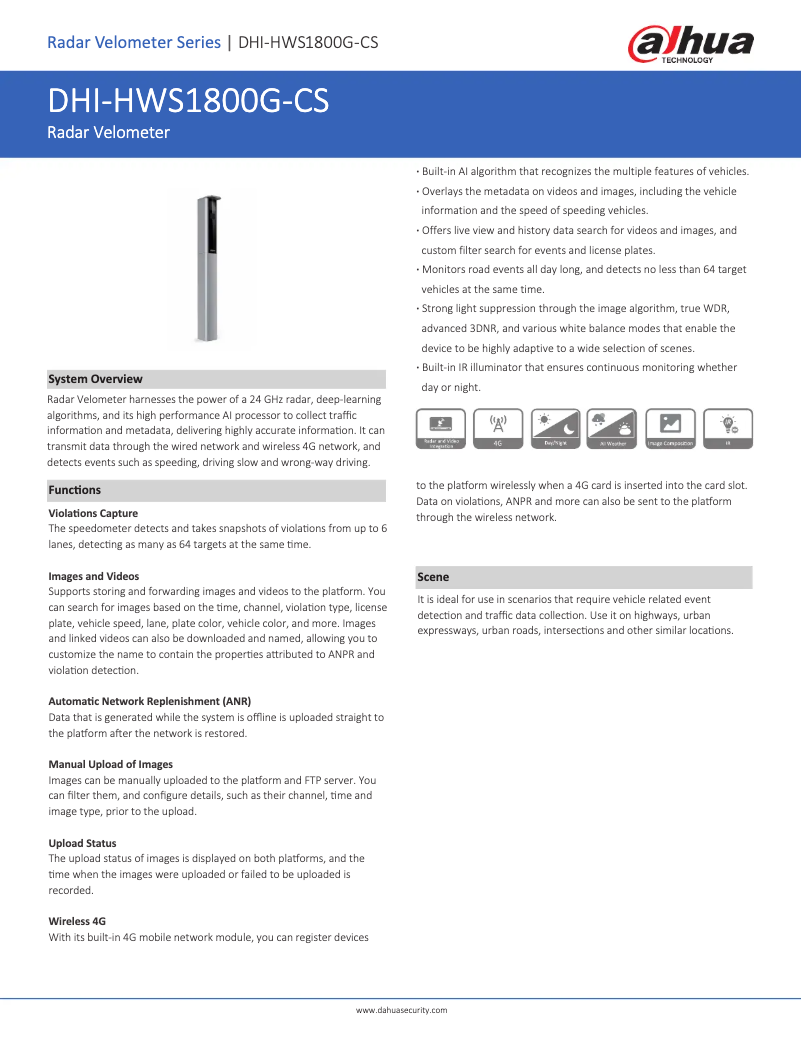 Page n°1 - Fiche technique Dahua Technology HWS1800G-CS