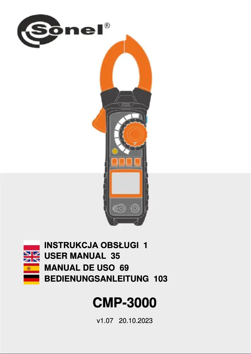 Page n°1 - Manuel utilisateur Sonel CMP-3000