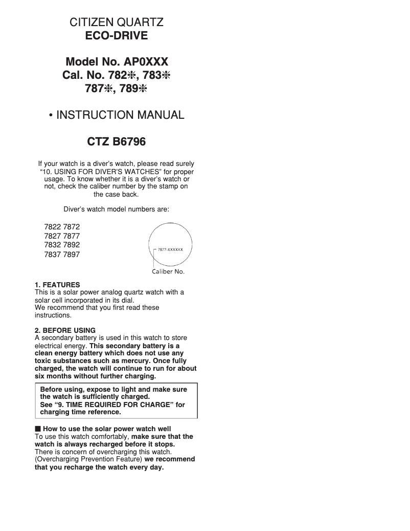 Imagen de la primera página del manual del dispositivo CAL 7892