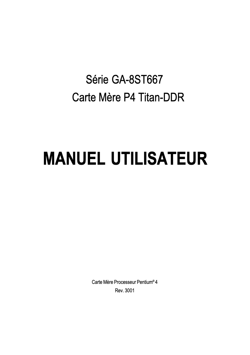 Page 1 de la notice Manuel utilisateur Gigabyte GA-8ST667-L