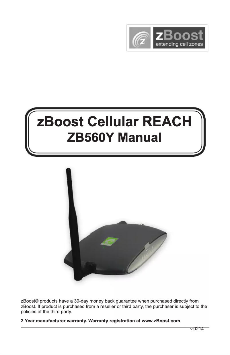 Image de la première page du manuel de l'appareil Cellular Reach ZB560Y