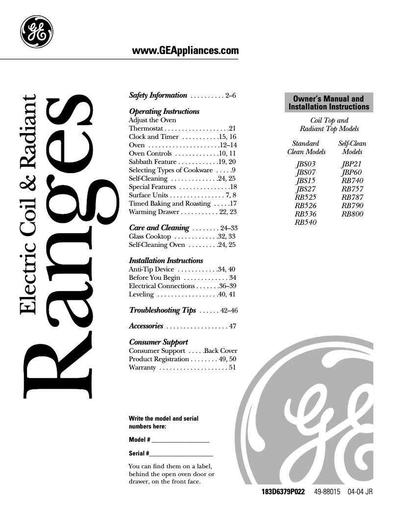 Page n°1 - Guide d'installation Hotpoint RB757BCWH
