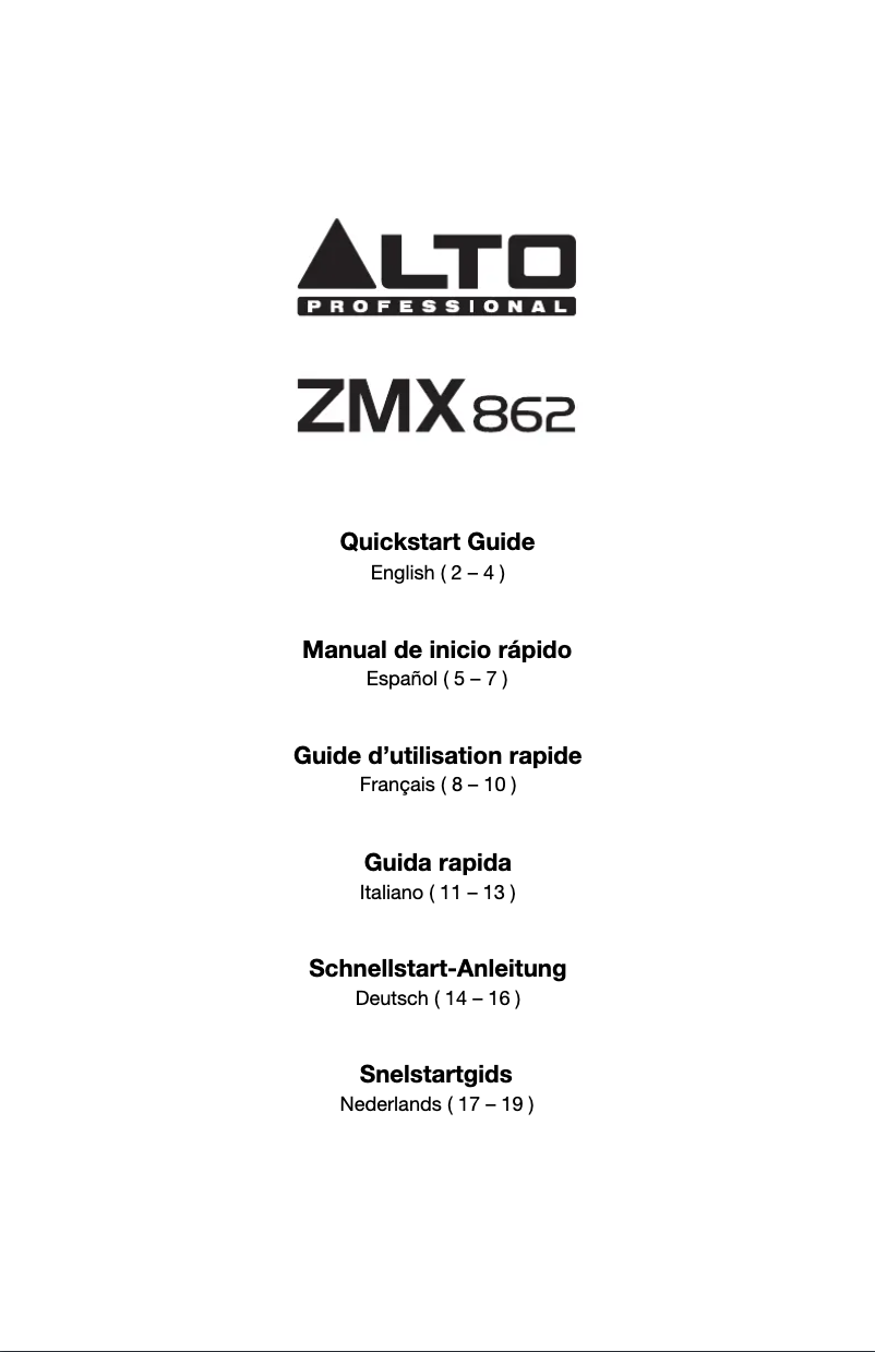 Page n°1 - Guide de démarrage rapide Alto Zephyr ZMX862