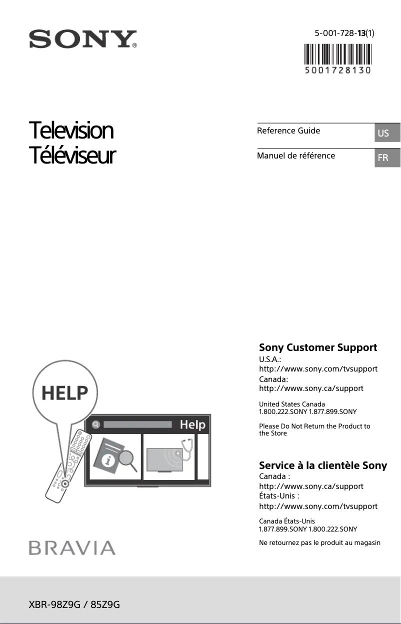 Page n°1 - Manuel utilisateur Sony Bravia XBR-85Z9G