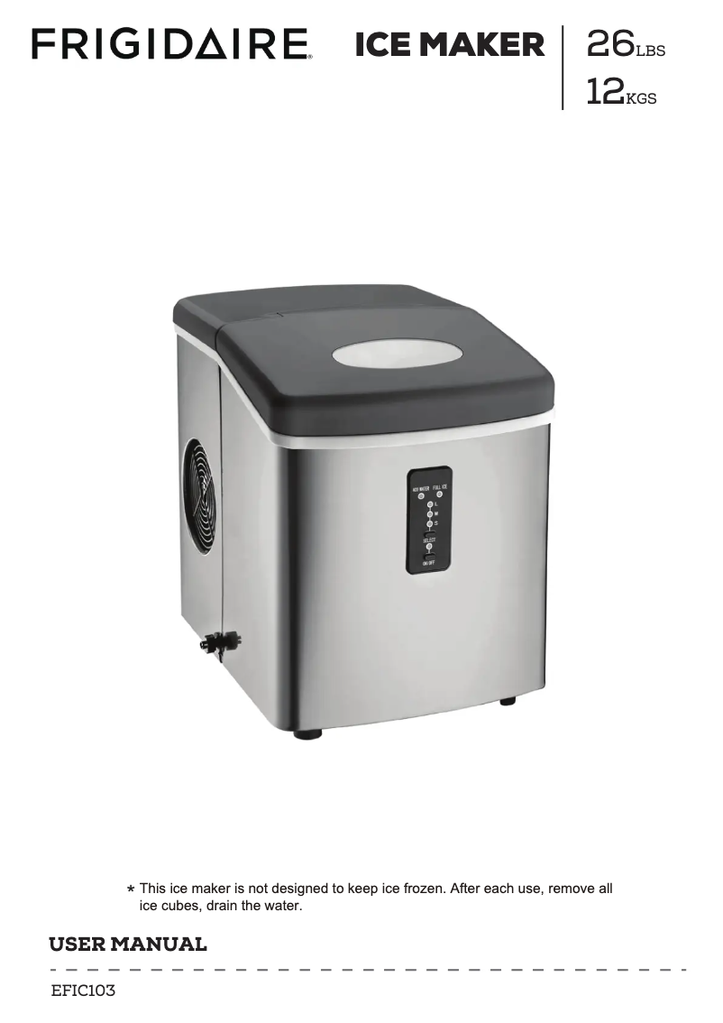 Page 1 de la notice Manuel utilisateur Frigidaire EFIC103