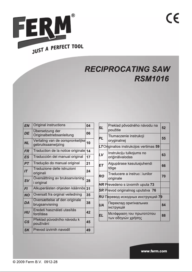 Imagen de la primera página del manual del dispositivo RSM1016