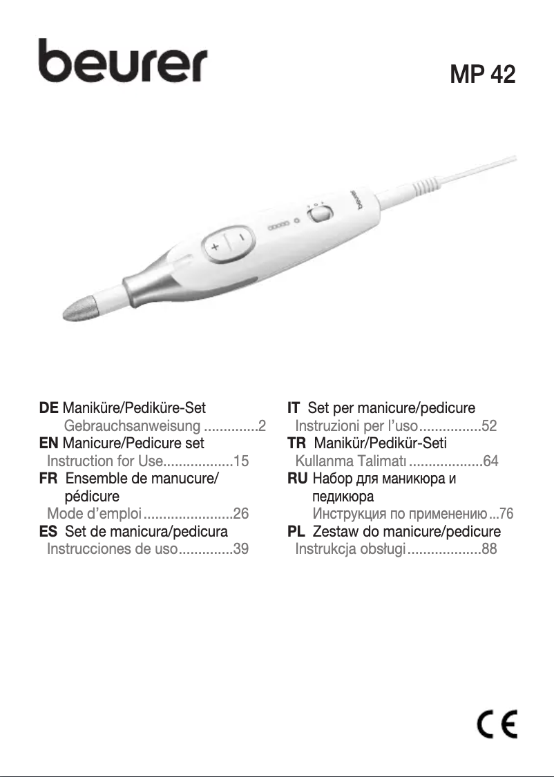 Page 1 de la notice Manuel utilisateur Beurer MP 42