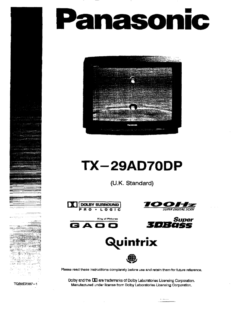 Imagen de la primera página del manual del dispositivo TX-29AD70DP