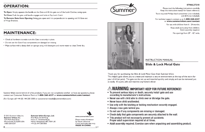 Page 1 de la notice Manuel utilisateur Summer Infant 27210A
