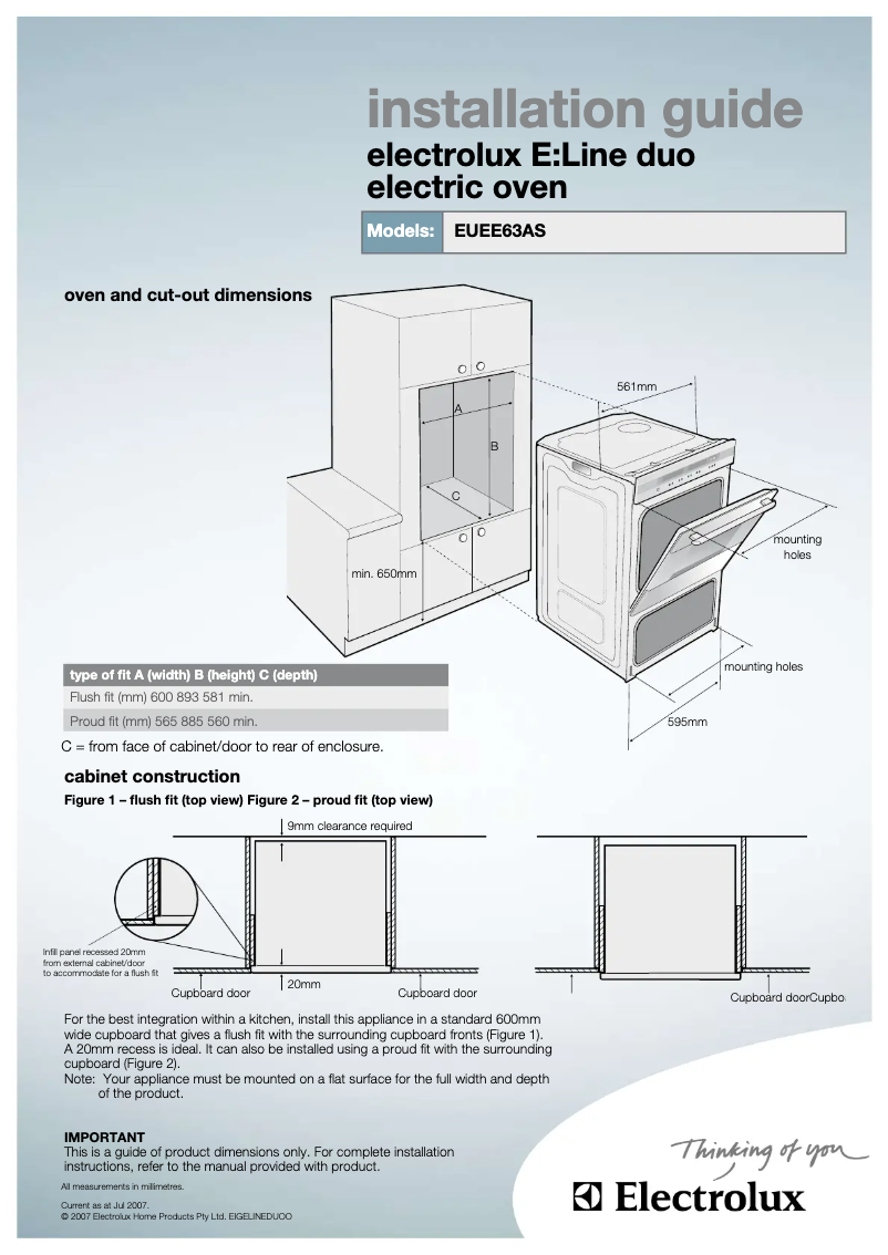 Image de la première page du manuel de l'appareil EUEE63AS