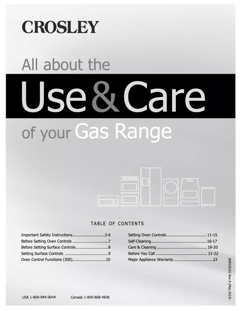 Page 1 de la notice Manuel utilisateur Crosley CRG3485QB