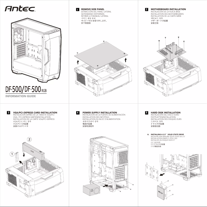 Page 1 de la notice Manuel utilisateur Antec Dark Fleet DF500 RGB