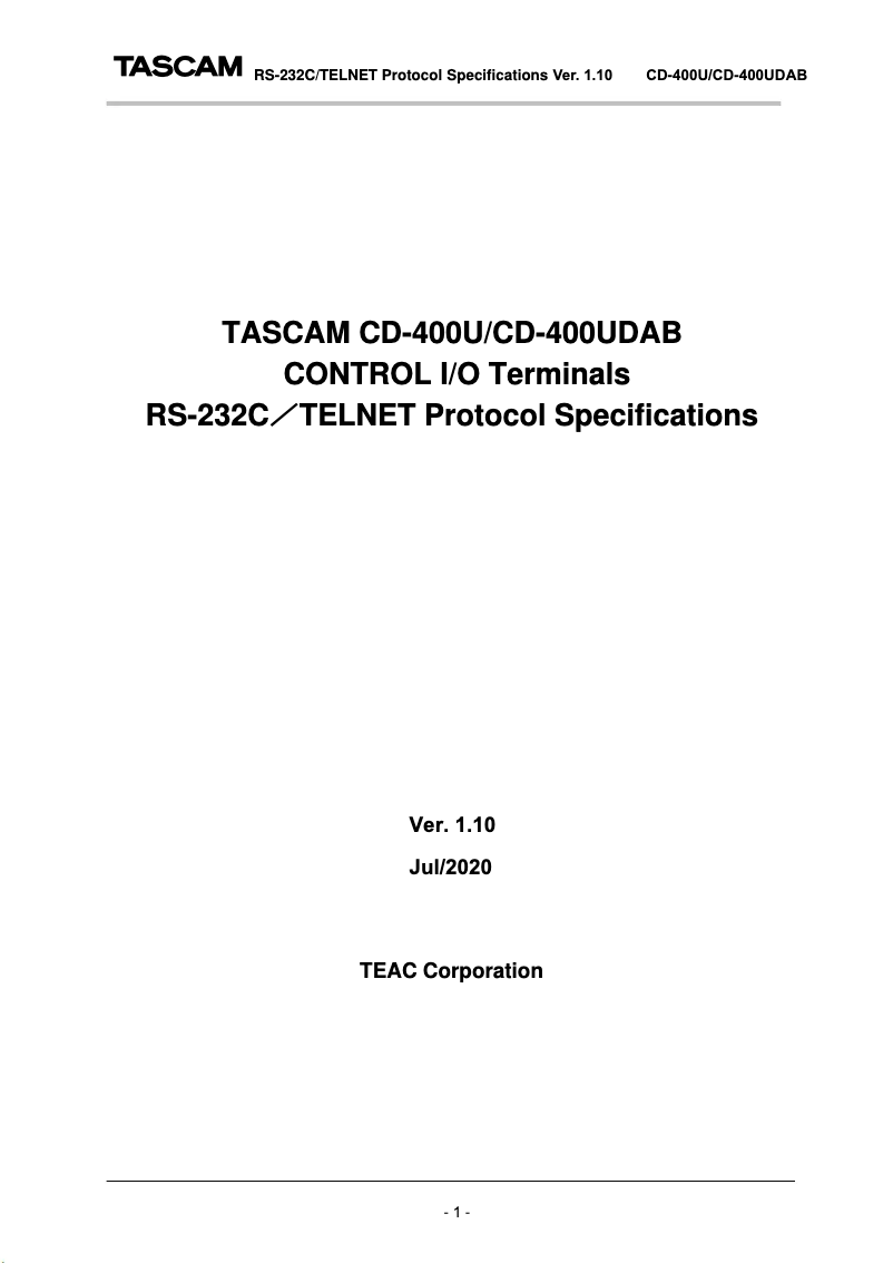 Página 1 del manual Ficha técnica Tascam CD-400U DAB