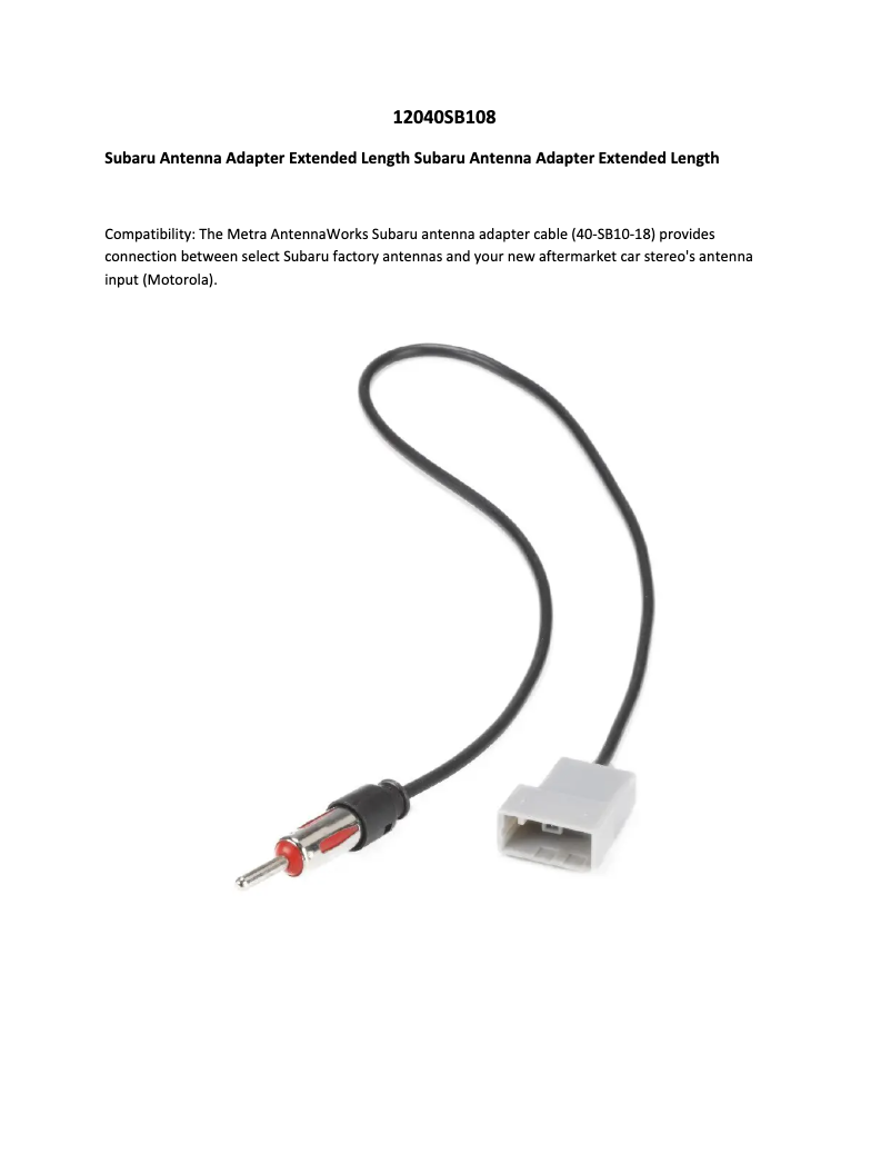 Page 1 de la notice Manuel utilisateur Metra 40-SB10