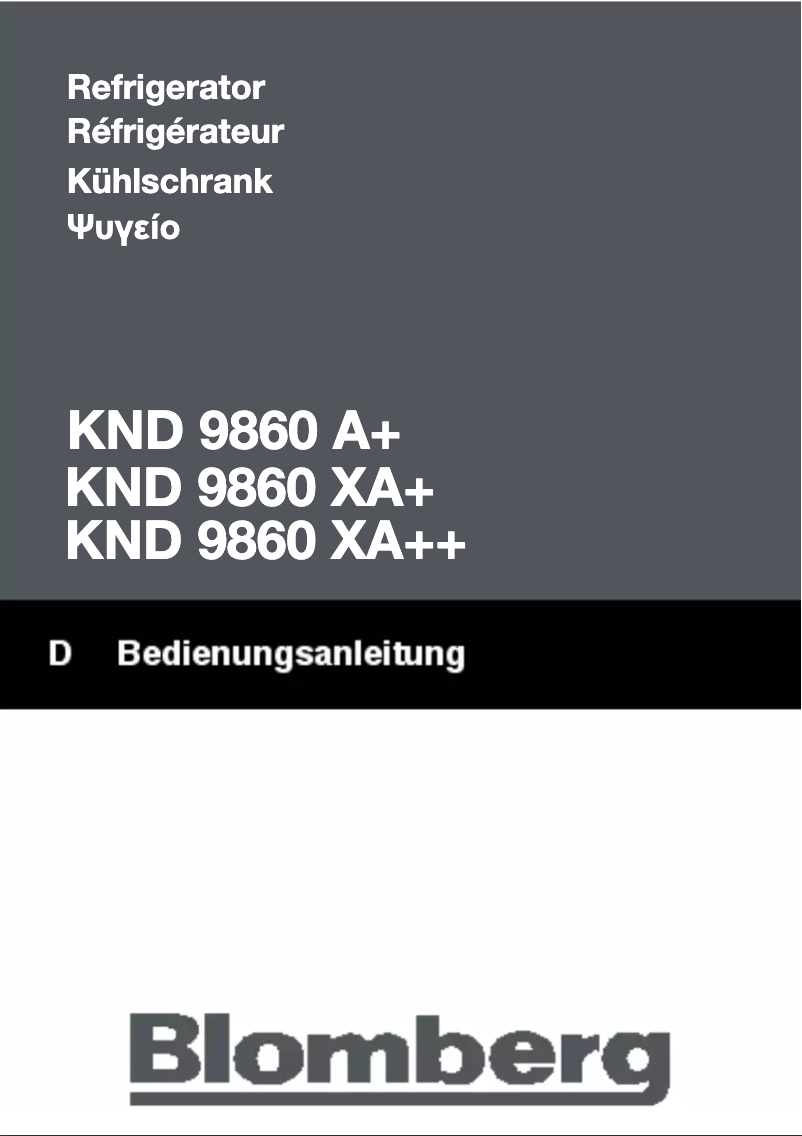 Page 1 de la notice Manuel utilisateur Blomberg KND 9860