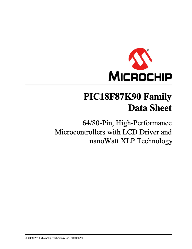 Página 1 del manual Ficha técnica Microchip PIC18F85K90