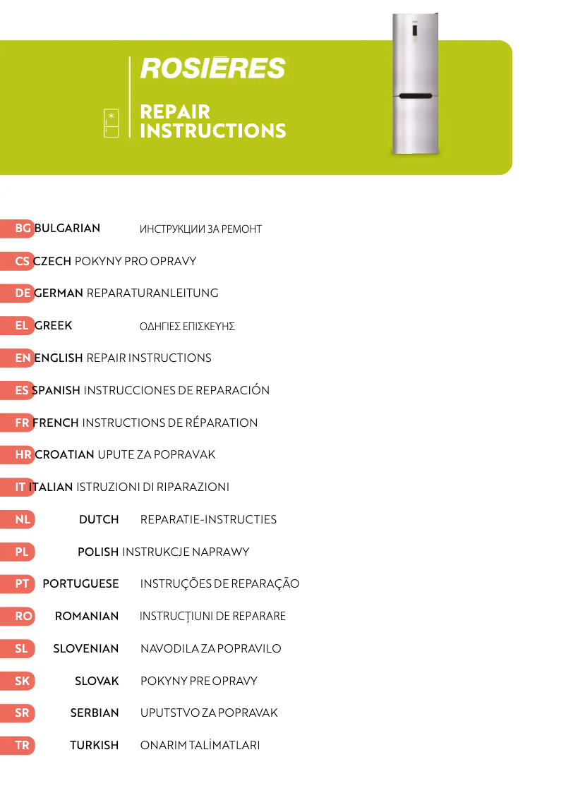 Page 1 de la notice Manuel utilisateur Rosieres RBFP 3683/3