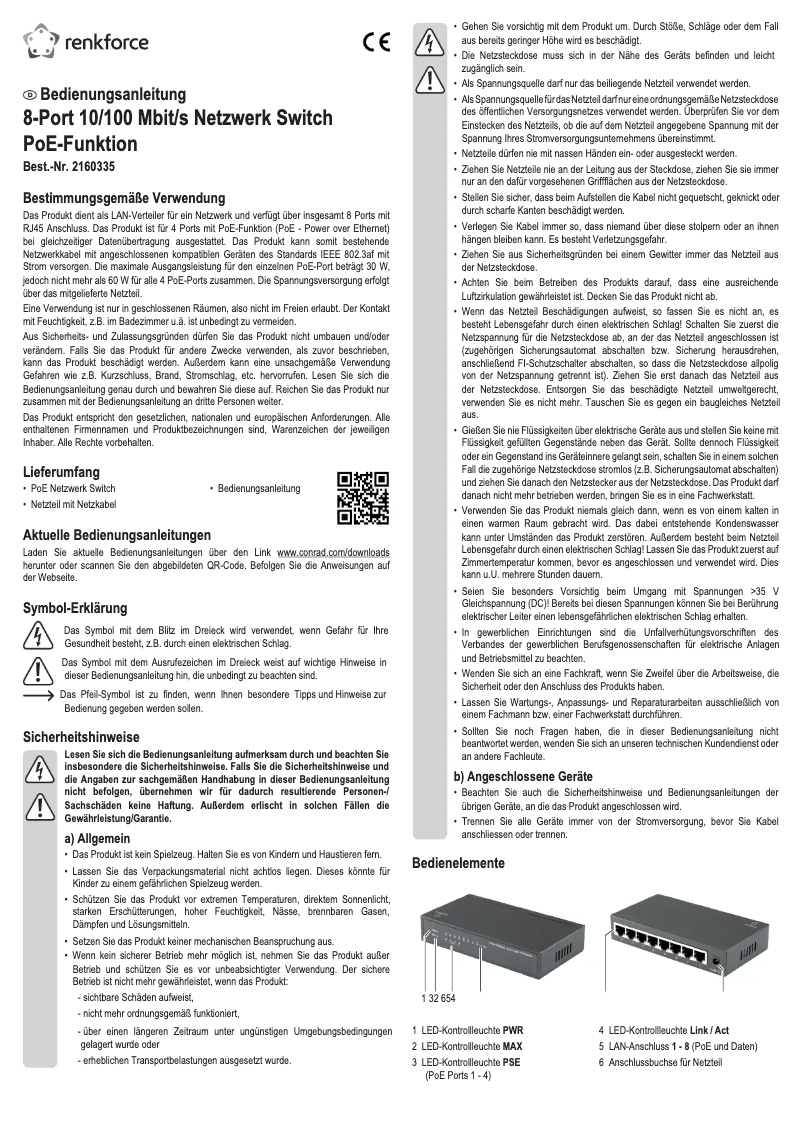 Page n°1 - Manuel utilisateur Renkforce RF-4320670
