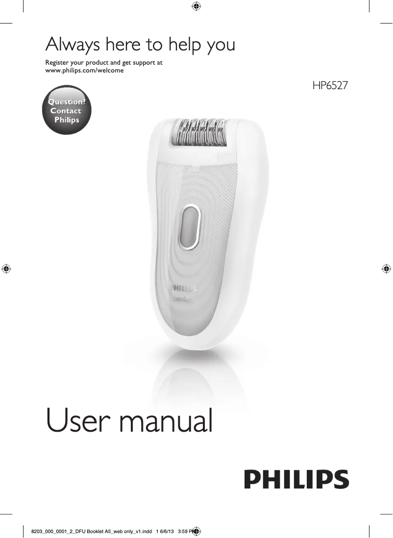 Page n°1 - Manuel utilisateur Philips SatinSoft HP6527