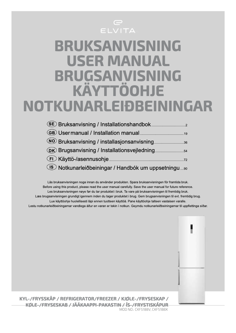 Image de la première page du manuel de l'appareil CKF5188V